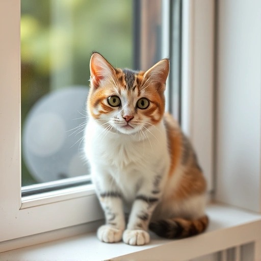 AI image generator example of a cute cat sitting on a windowsill